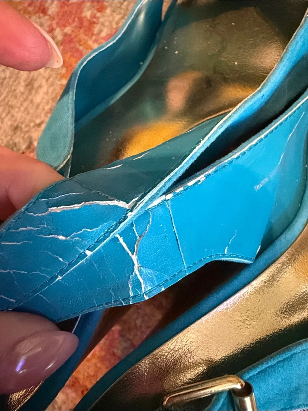 Turquoise Suede Cork Platform Wedge Slingbacks